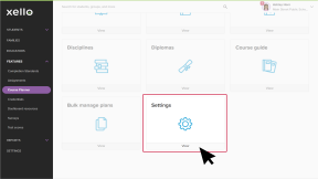 Course Planner page with Settings tile highlighted